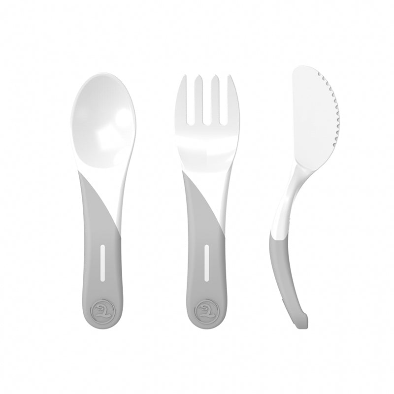 Twistshake® Začetni jedilni pribor (6+m) White Twistshake