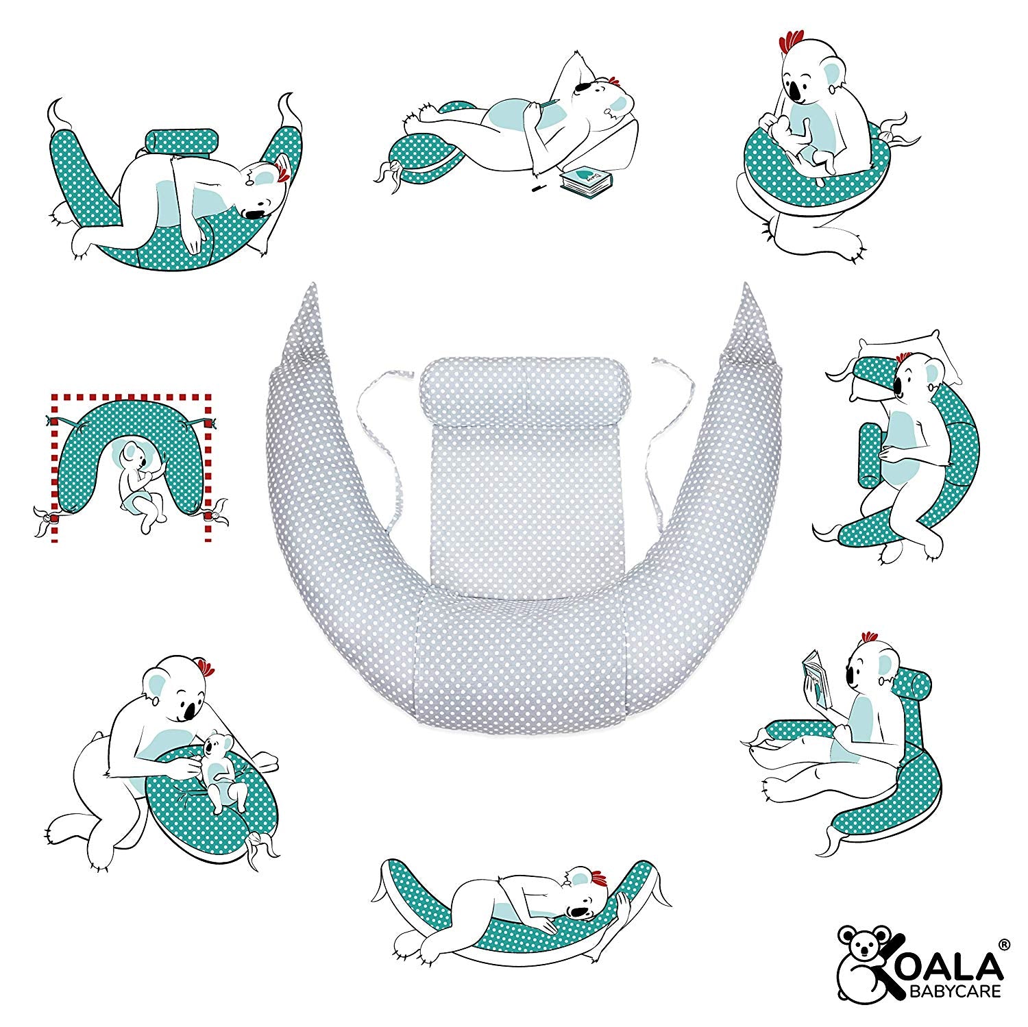 Koala Babycare® Blazina za nosečnice Hug+ Comfy Grey Koala Babycare