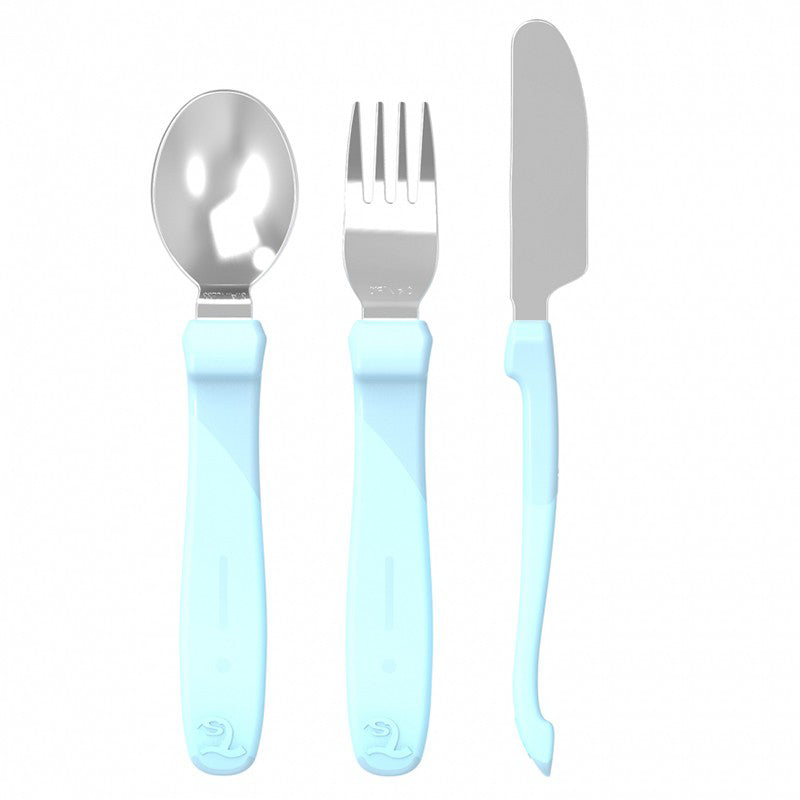 Twistshake® Jedilni pribor z nerjavečim jeklom (12+m) Pastel Blue Twistshake