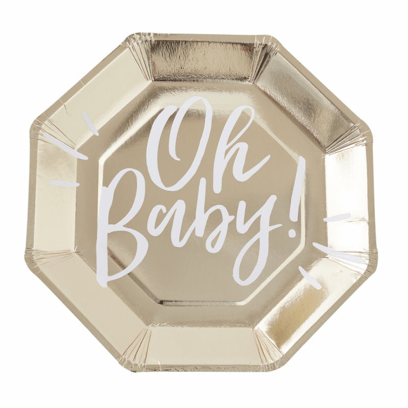 Ginger Ray® Papirnati krožniki Oh Baby! 8 kosov Ginger Ray