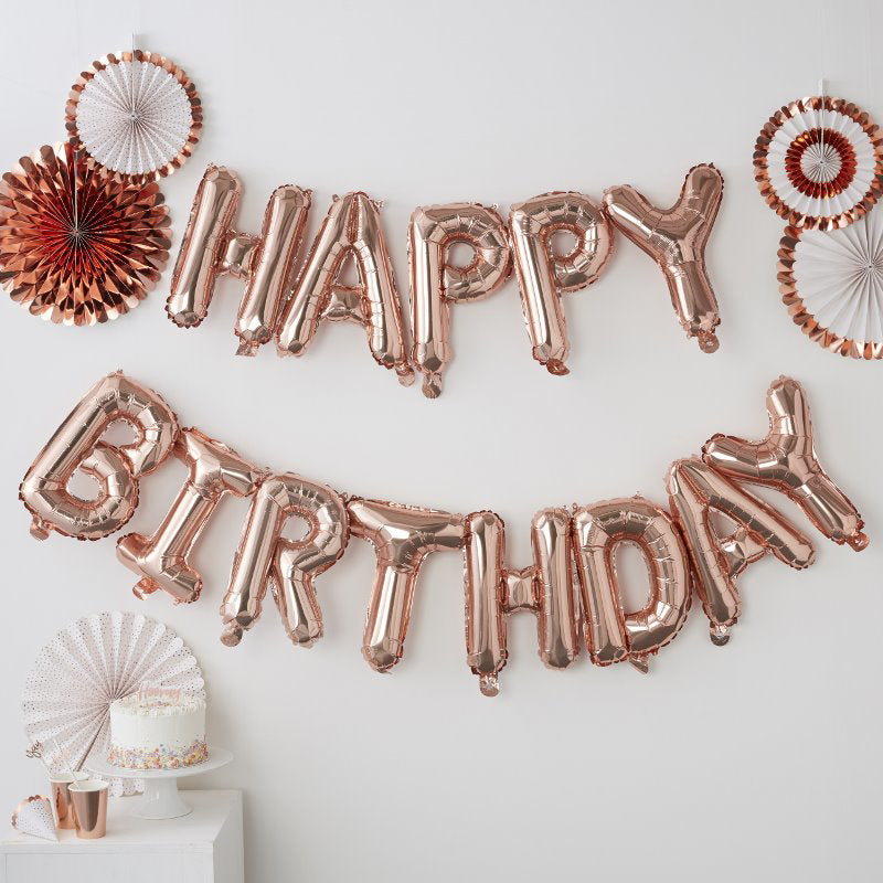 Ginger Ray® Viseči baloni Happy Birthday Rose Gold Ginger Ray