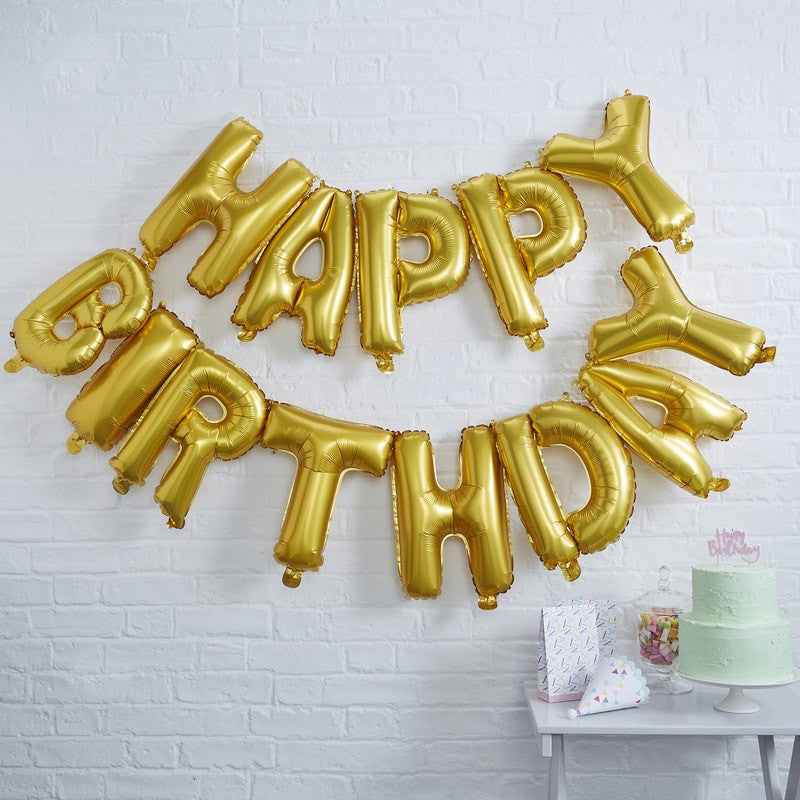 Ginger Ray® Baloni Happy Birthday Gold Ginger Ray