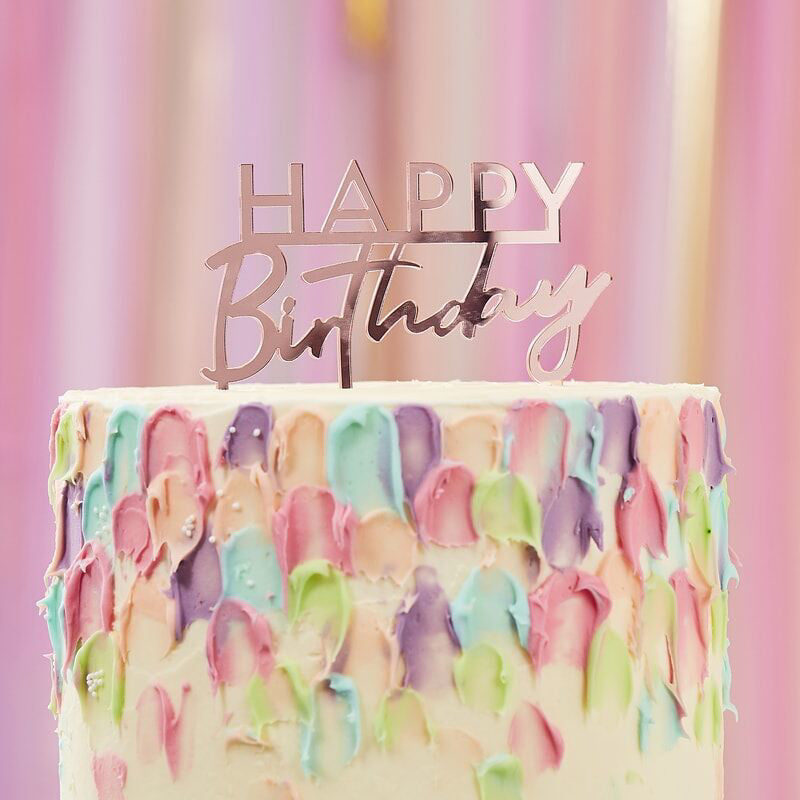Ginger Ray® Okrasek za torto Pink Happy Birthday Ginger Ray