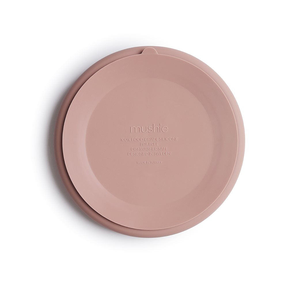 Mushie® Silikonski deljeni krožnik z vakumskim dnom Blush Mushie