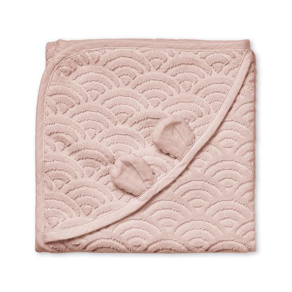 CamCam® Brisača s kapuco in ušesi GOTS Dusty Rose 80x80 Cam Cam Copenhagen