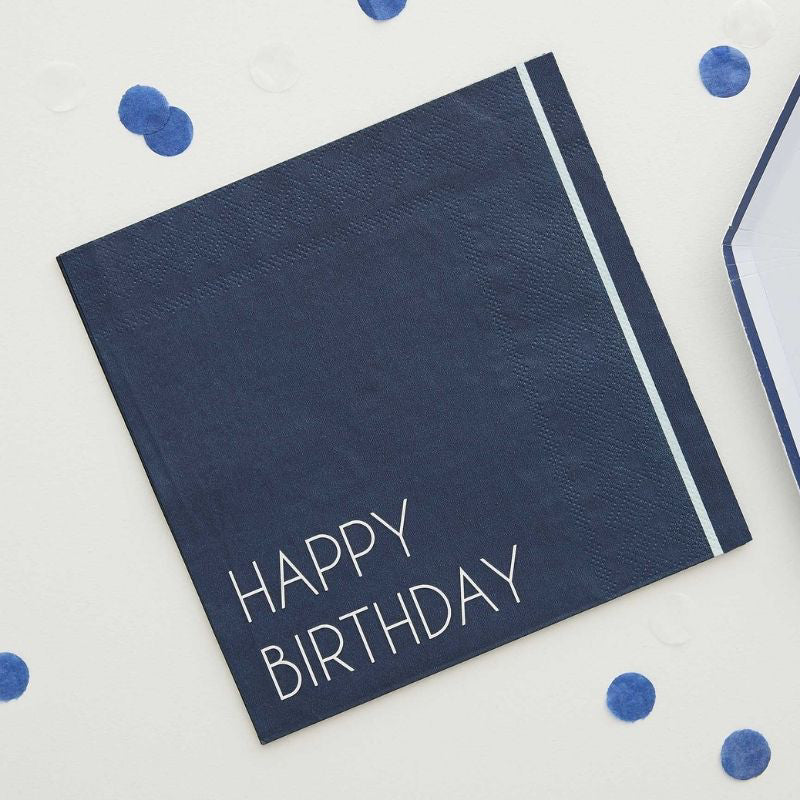 Ginger Ray® Serviete Happy Birthday Blue 16 kosov Ginger Ray