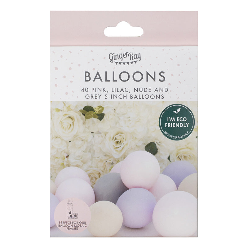 Ginger Ray® Baloni Pink, Grey, Nude&Lilac 40 kosov Ginger Ray