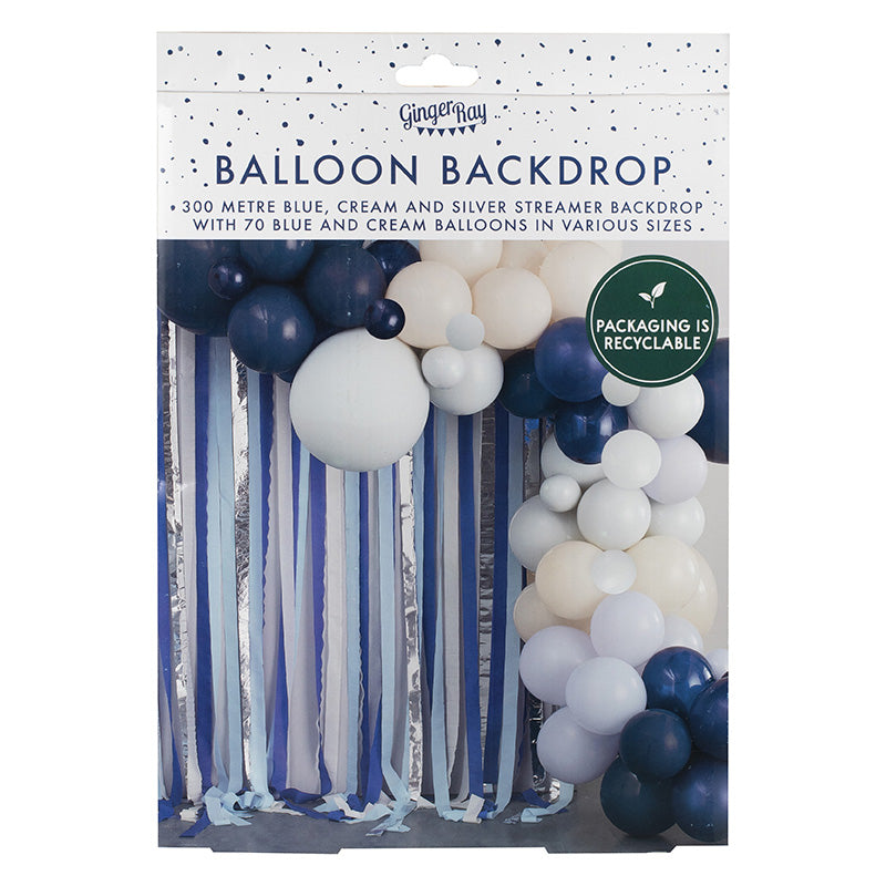 Ginger Ray® Ozadje za fotografiranje z baloni Blue, Cream & Silver Ginger Ray