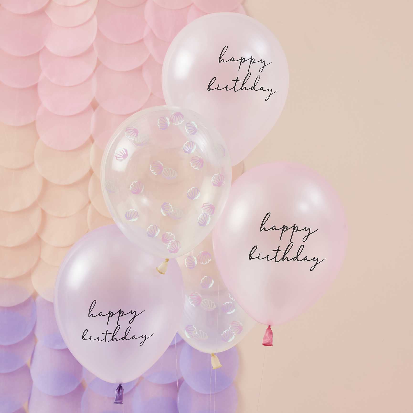 Ginger Ray® Baloni Pearlised Pink & Shell Confetti 5 kosov Ginger Ray