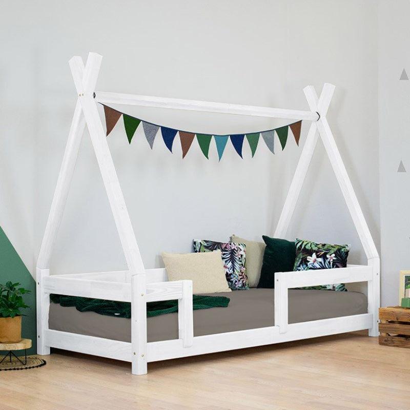 Benlemi® Otroška postelja z ograjico NAKANA 200x90 White Benlemi