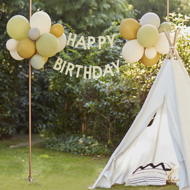 Ginger Ray® Napis Happy Birthday z baloni Green, Grey, Sand & Gold Chrome Ginger Ray
