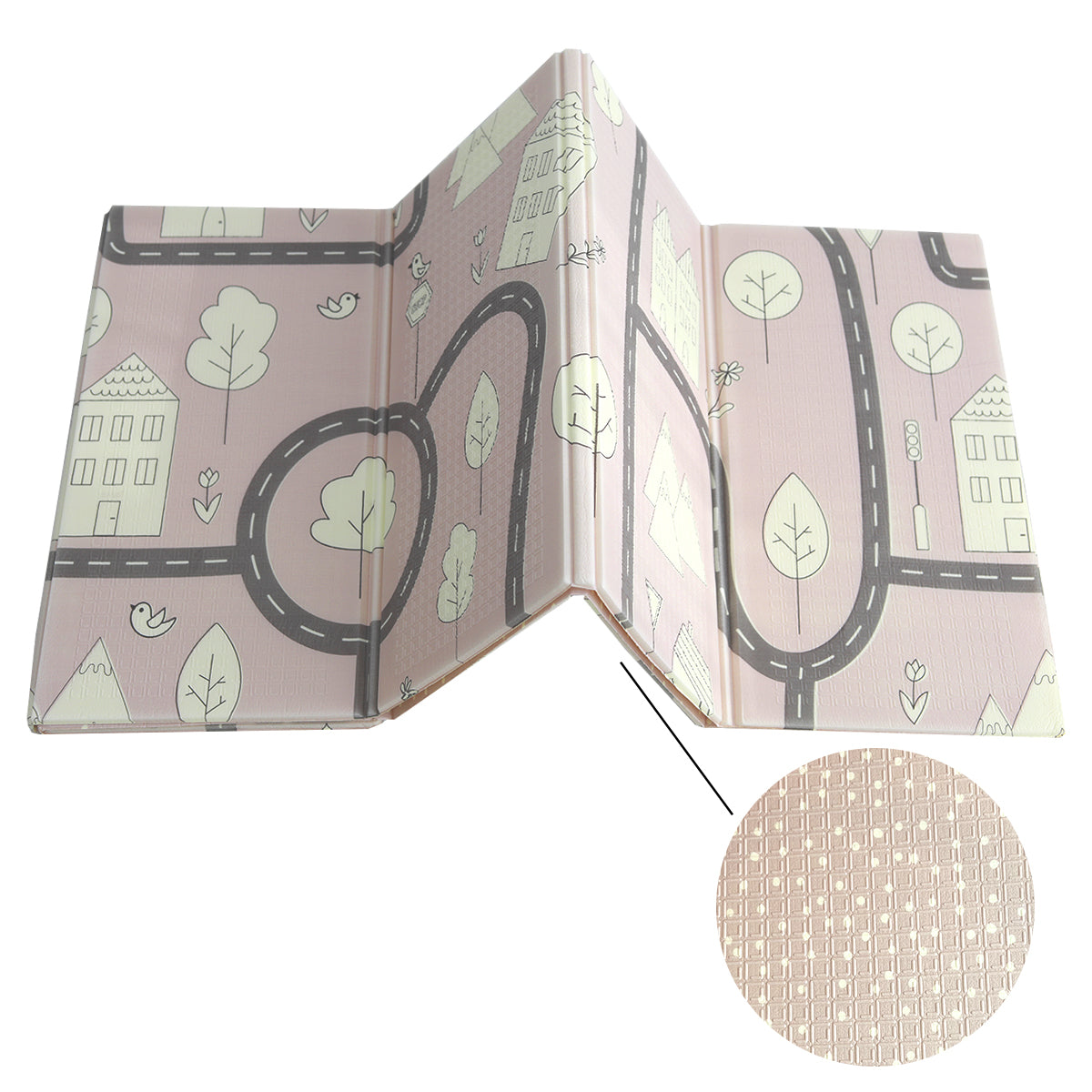 Evibell® Zložljiva igralna podloga 150x190 Dots/City Pink Evibell