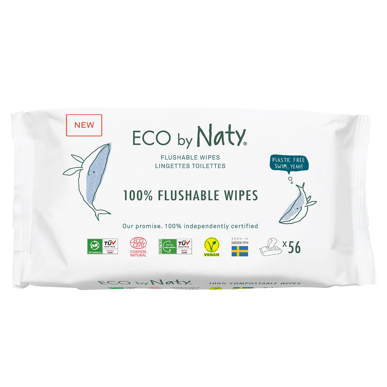 Eco by Naty® Osvežilni robčki Flushable 56 kosov Eco by Naty