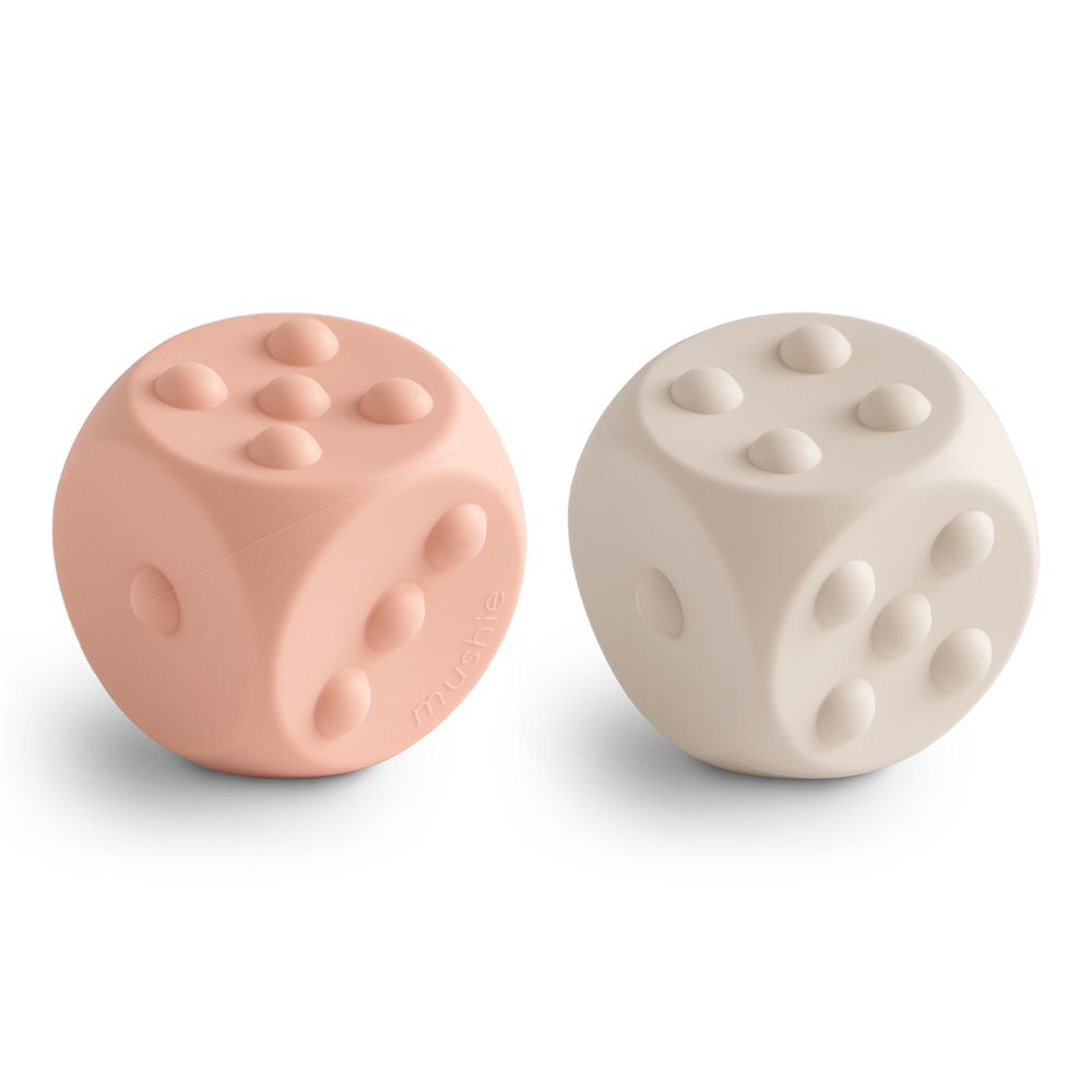 Mushie® Silikonske aktivnostne kocke Blush/Shifting Sands Mushie