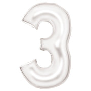 Amscan® Balon številka 3 (86 cm) Silk Lustre White Amscan