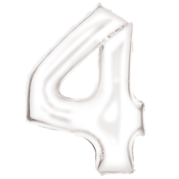 Amscan® Balon številka 4 (86 cm) Silk Lustre White Amscan