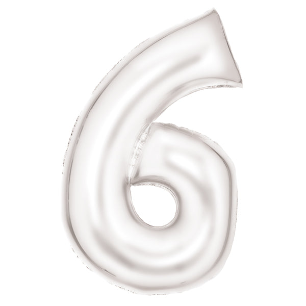 Amscan® Balon številka 6 (86 cm) Silk Lustre White Amscan