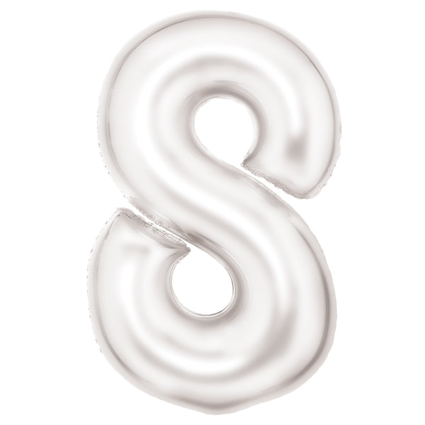 Amscan® Balon številka 8 (86 cm) Silk Lustre White Amscan