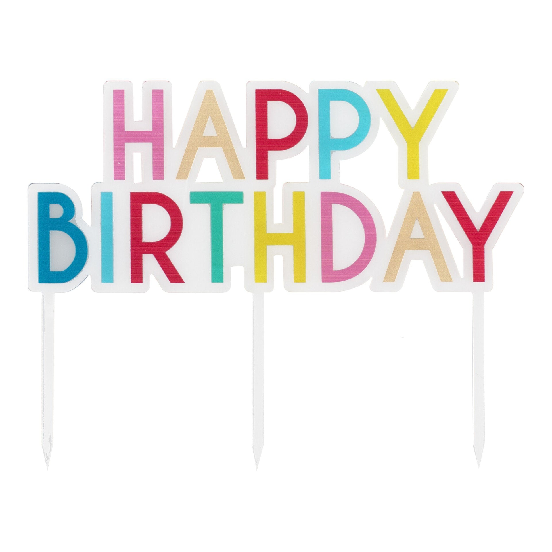 Ginger Ray® Okrasek za torto Happy Birthday Rainbow Ginger Ray