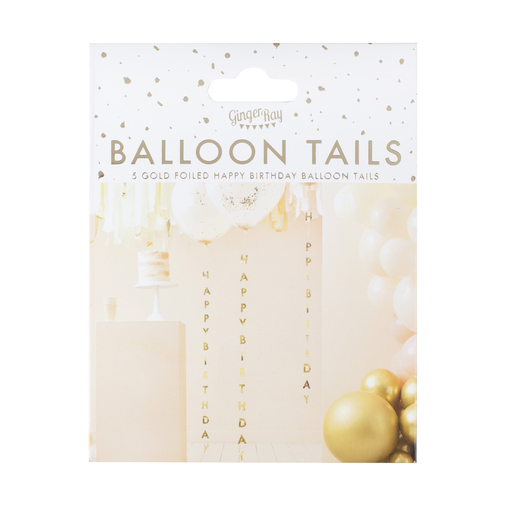 Ginger Ray® Viseč napis Happy Birthday Gold Tails Ginger Ray