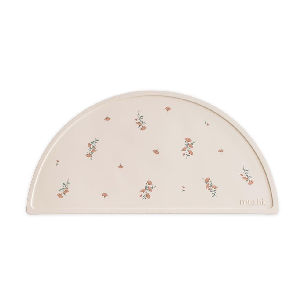 Mushie® Silikonska podloga za hranjenje Pink Flowers Mushie