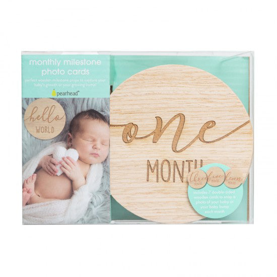 Pearhead® Lesene milestone kartice za fotografiranje dojenčka – 12 mesecev Pearhead