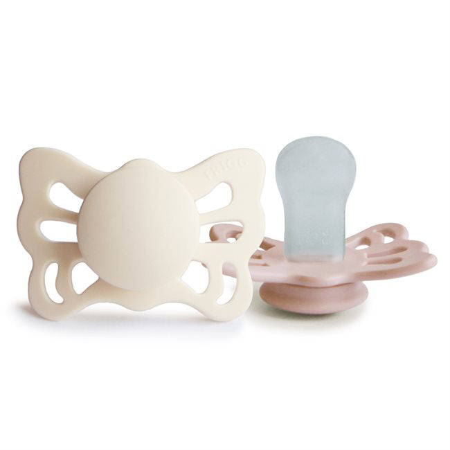 Frigg® Anatomska Duda iz silikona Butterfly Cream/Blush 0-6 M FRIGG