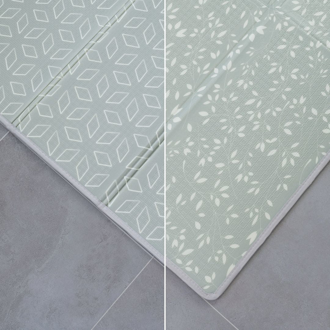 Evibell® Zložljiva igralna podloga 150x190 Leaves/Geometric Sage Green Evibell