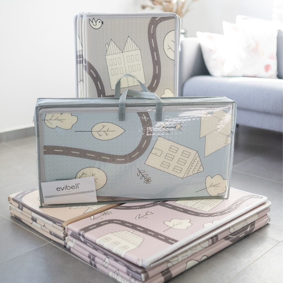 Evibell® Zložljiva igralna podloga 150x190 Dots/City Sand Evibell