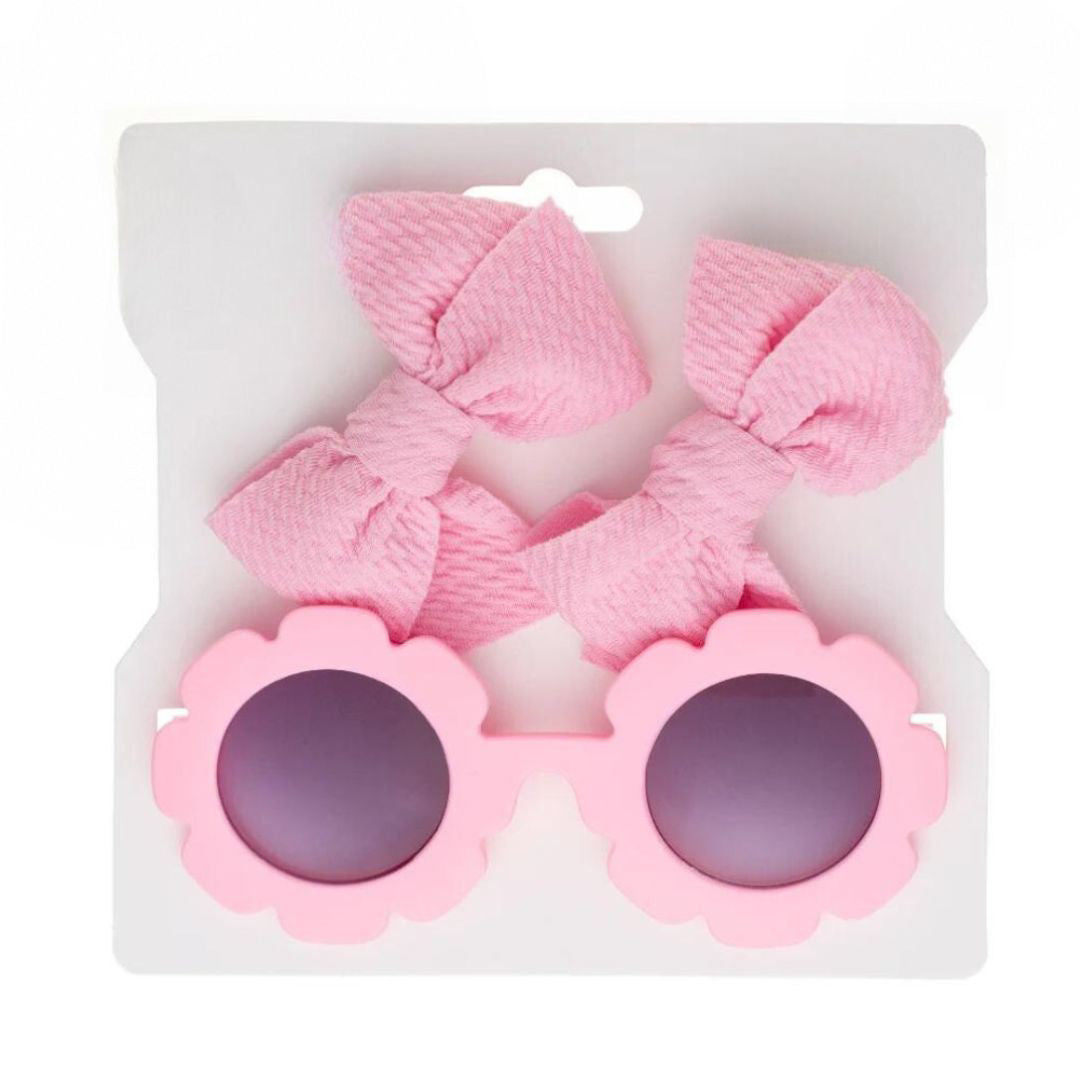 Petite Anna® Špangice 2 kosa in otroška sončna očala Flower Pink Petite Anna