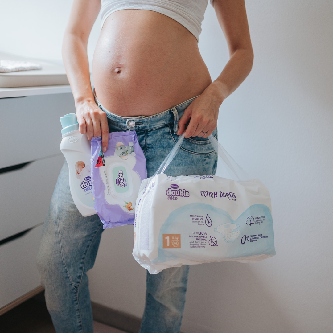 Violeta® Plenice Double Care Cotton Touch 1 Newborn (2-5 kg) 44 kosov + Vlažilni robčki Water Care Violeta