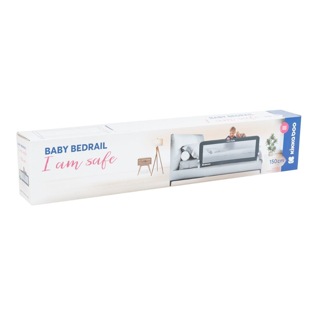 KikkaBoo® Posteljno varovalo I am Safe 150cm Grey KikkaBoo