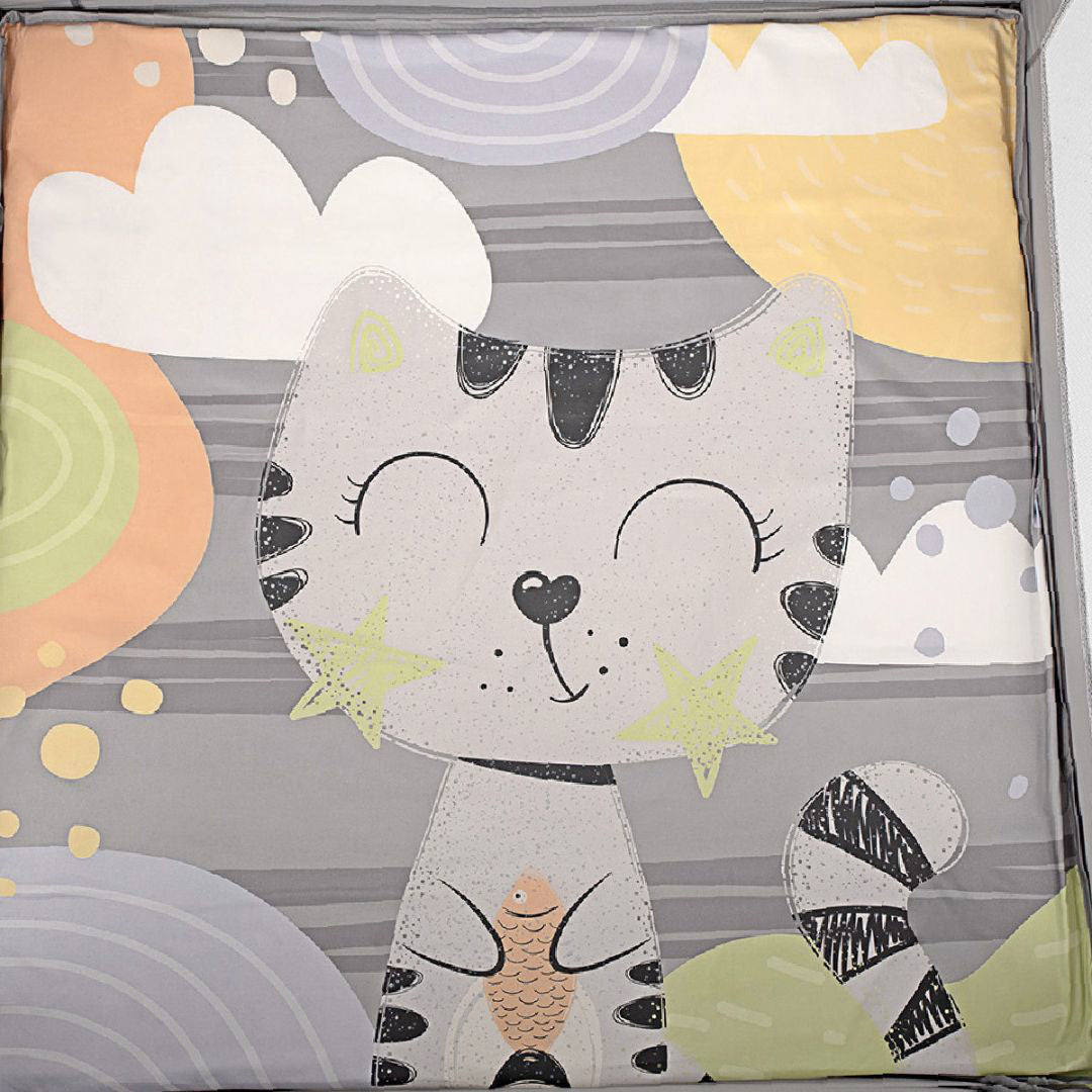 KikkaBoo® Otroška stajica 97x97 Enjoy Grey Cat KikkaBoo