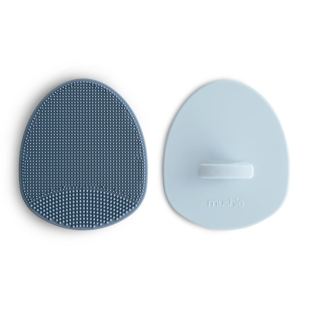 Mushie® Silikonska krtača za odstranjevanje lusk 2 kosa Tradewinds/Periwinkle Mushie