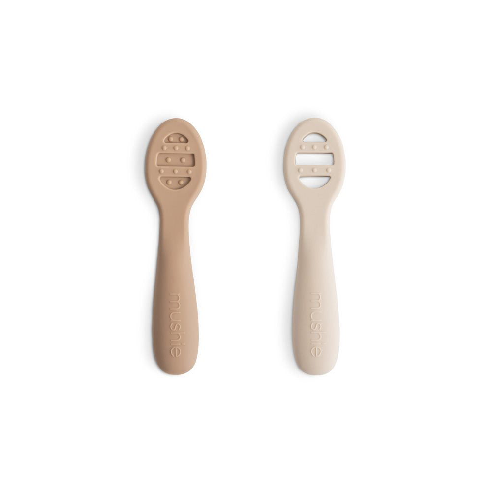 Mushie® Silikonske žličke za hranjenje Natural/Shifting Sand Mushie