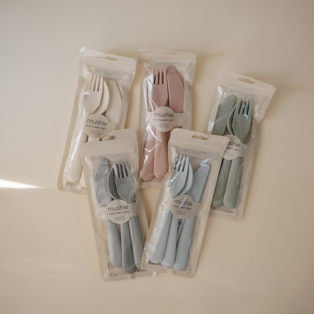 Mushie® Otroški pribor 3-delni Ivory Mushie
