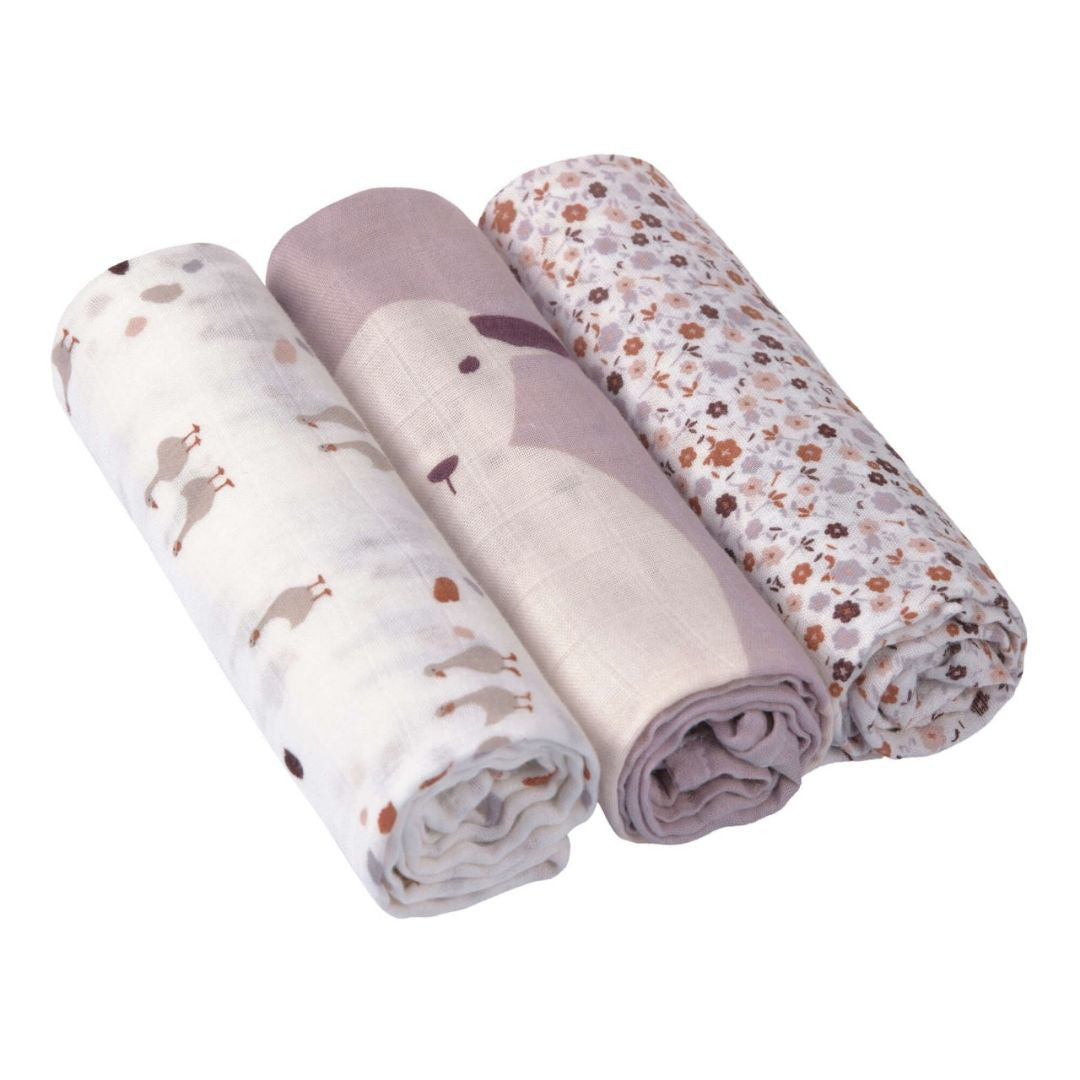Lässig® Tetra pleničke 3 kosi 80x80 Tiny Farmer Flowers Lässig