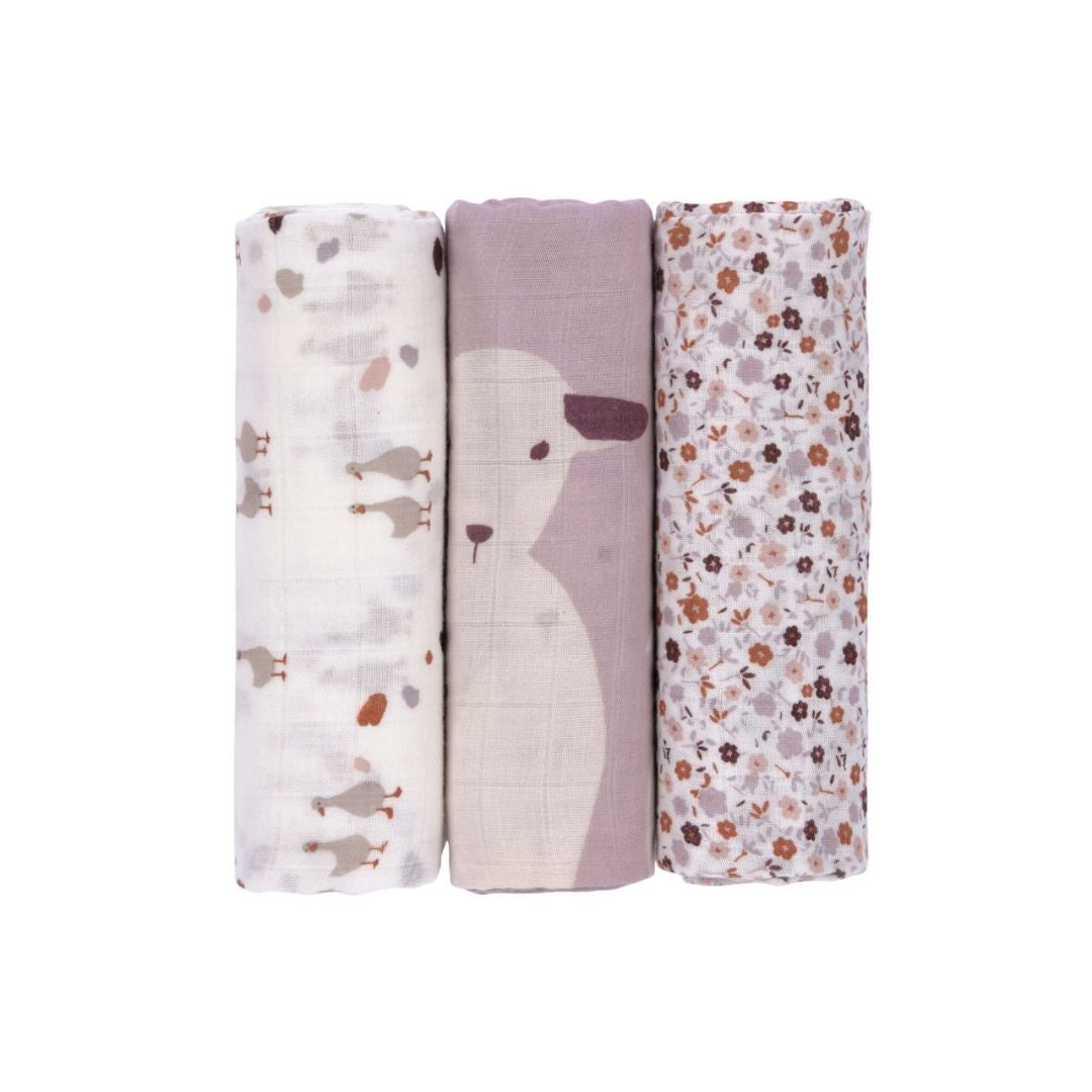 Lässig® Tetra pleničke 3 kosi 80x80 Tiny Farmer Flowers Lässig
