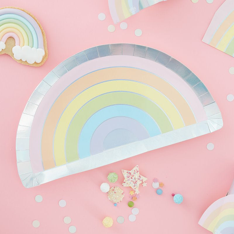 Ginger Ray® Papirnati krožniki Pastel Rainbow 8 kosov Ginger Ray