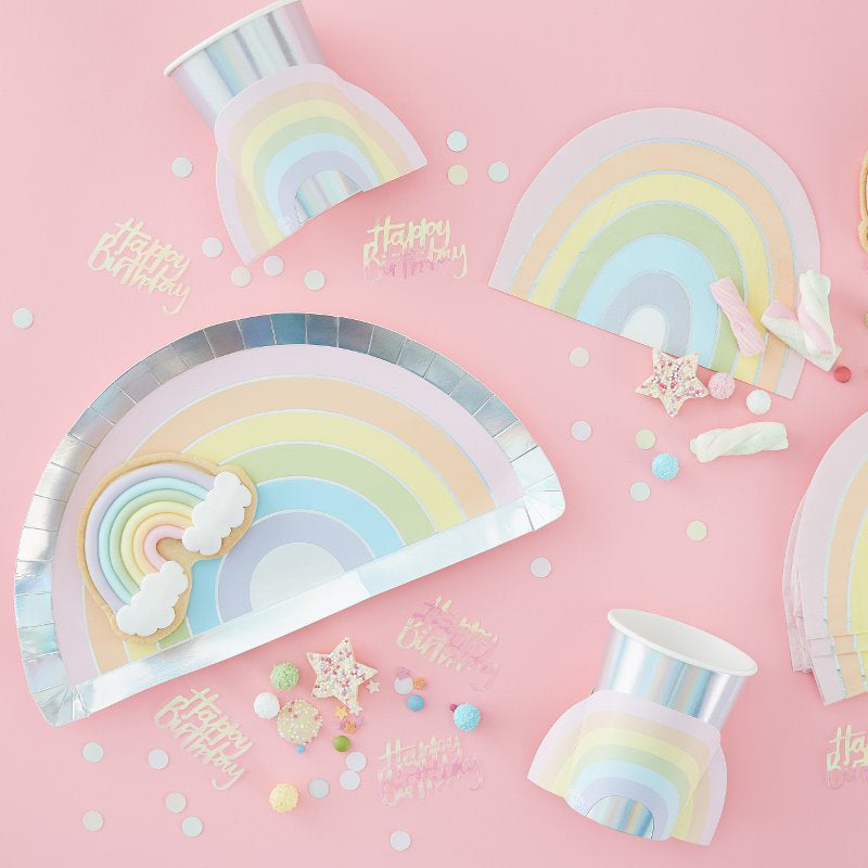 Ginger Ray® Papirnati krožniki Pastel Rainbow 8 kosov Ginger Ray