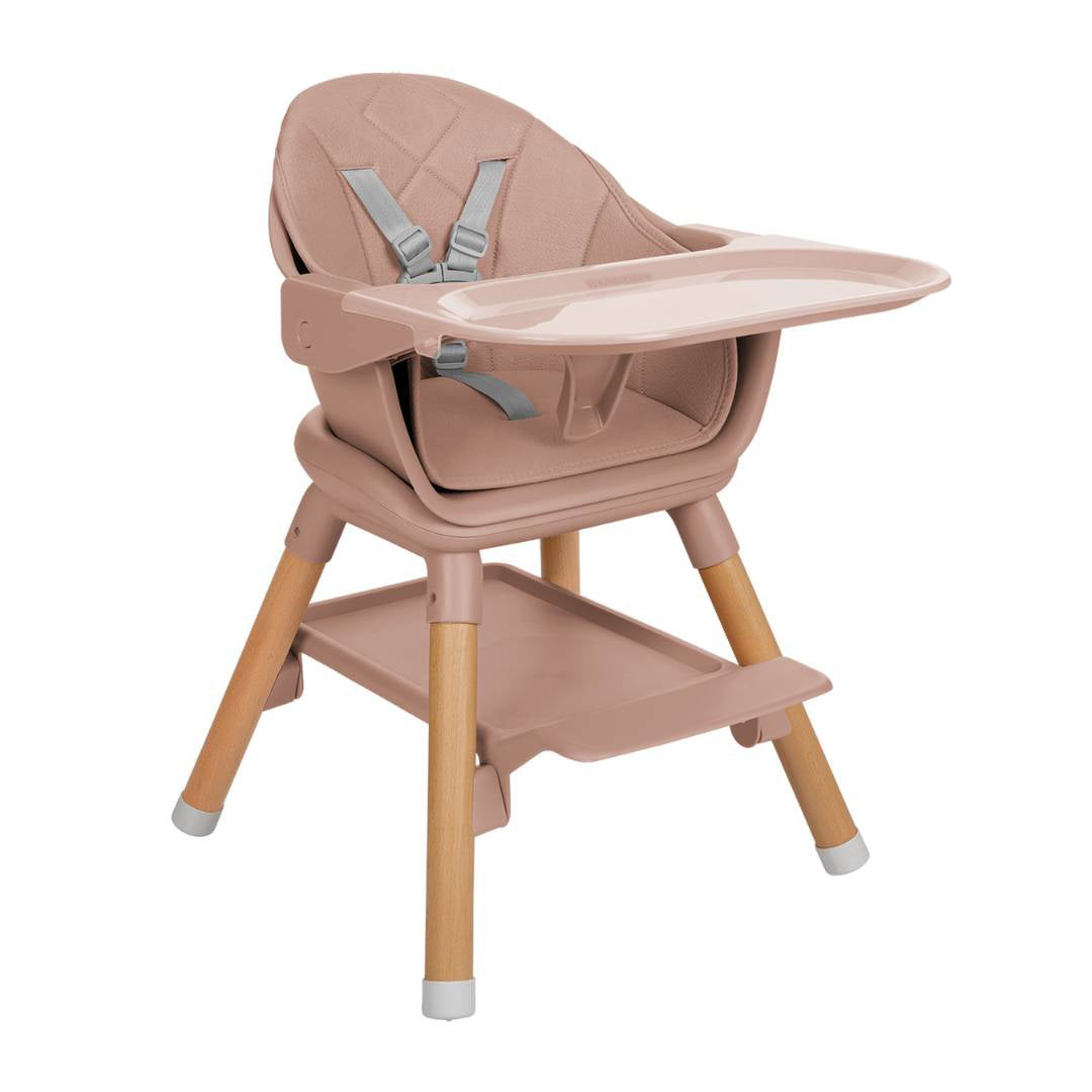 KikkaBoo® Otroški stol za hranjenje 2v1 Woody Pink KikkaBoo