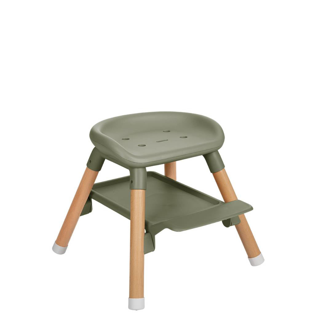 KikkaBoo® Otroški stol za hranjenje 2v1 Woody Army Green KikkaBoo