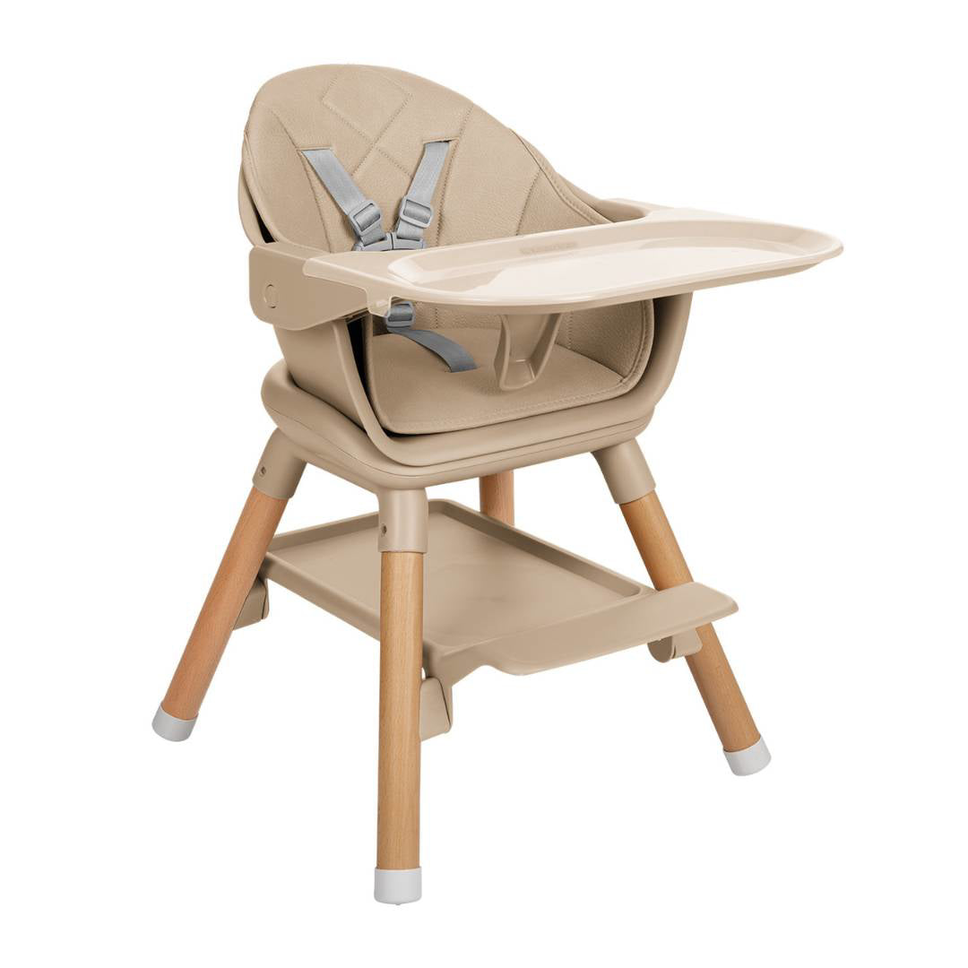 KikkaBoo® Otroški stol za hranjenje 2v1 Woody Beige KikkaBoo
