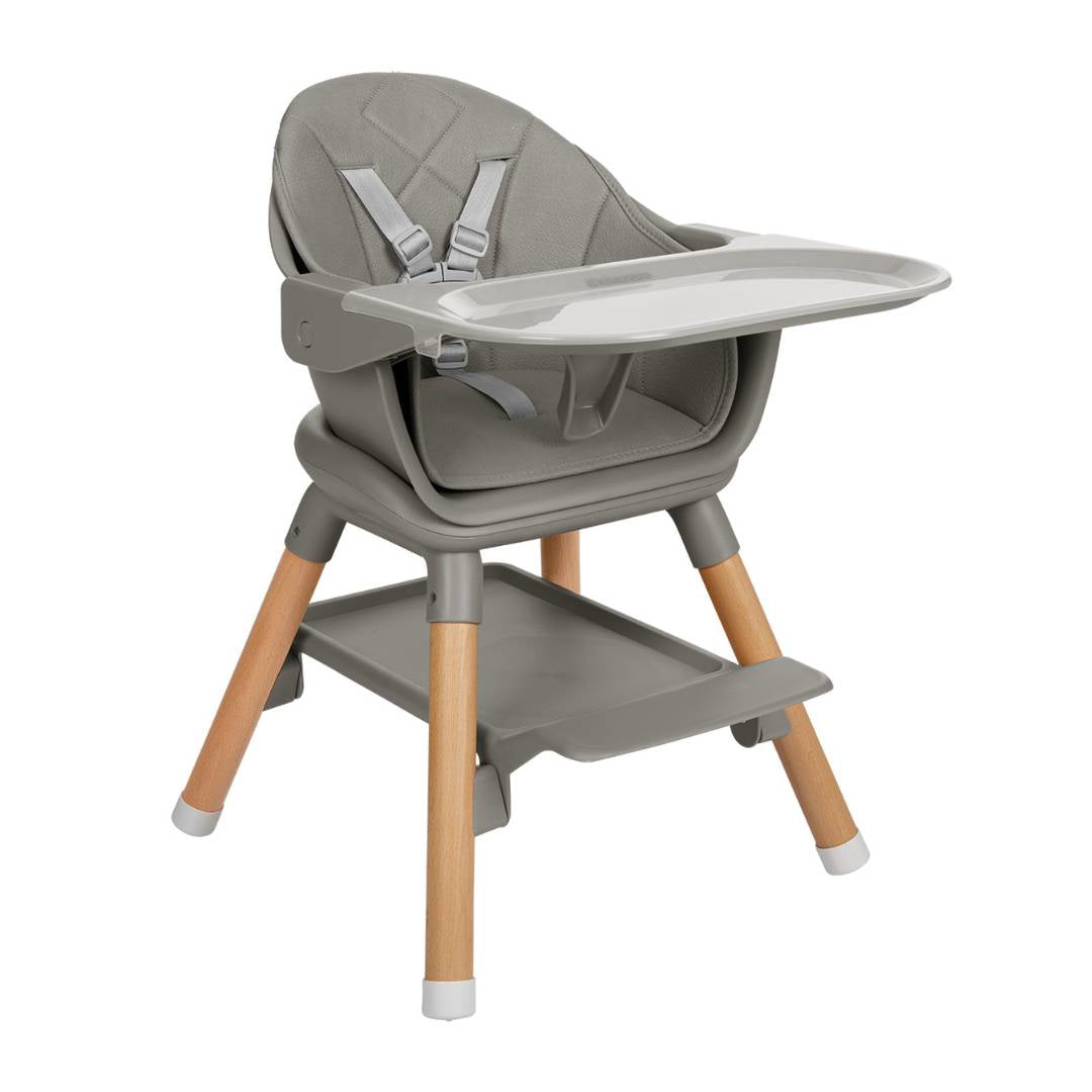 KikkaBoo® Otroški stol za hranjenje 2v1 Woody Grey KikkaBoo