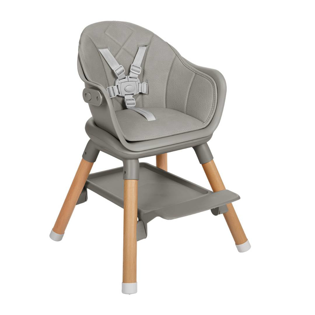 KikkaBoo® Otroški stol za hranjenje 2v1 Woody Grey KikkaBoo
