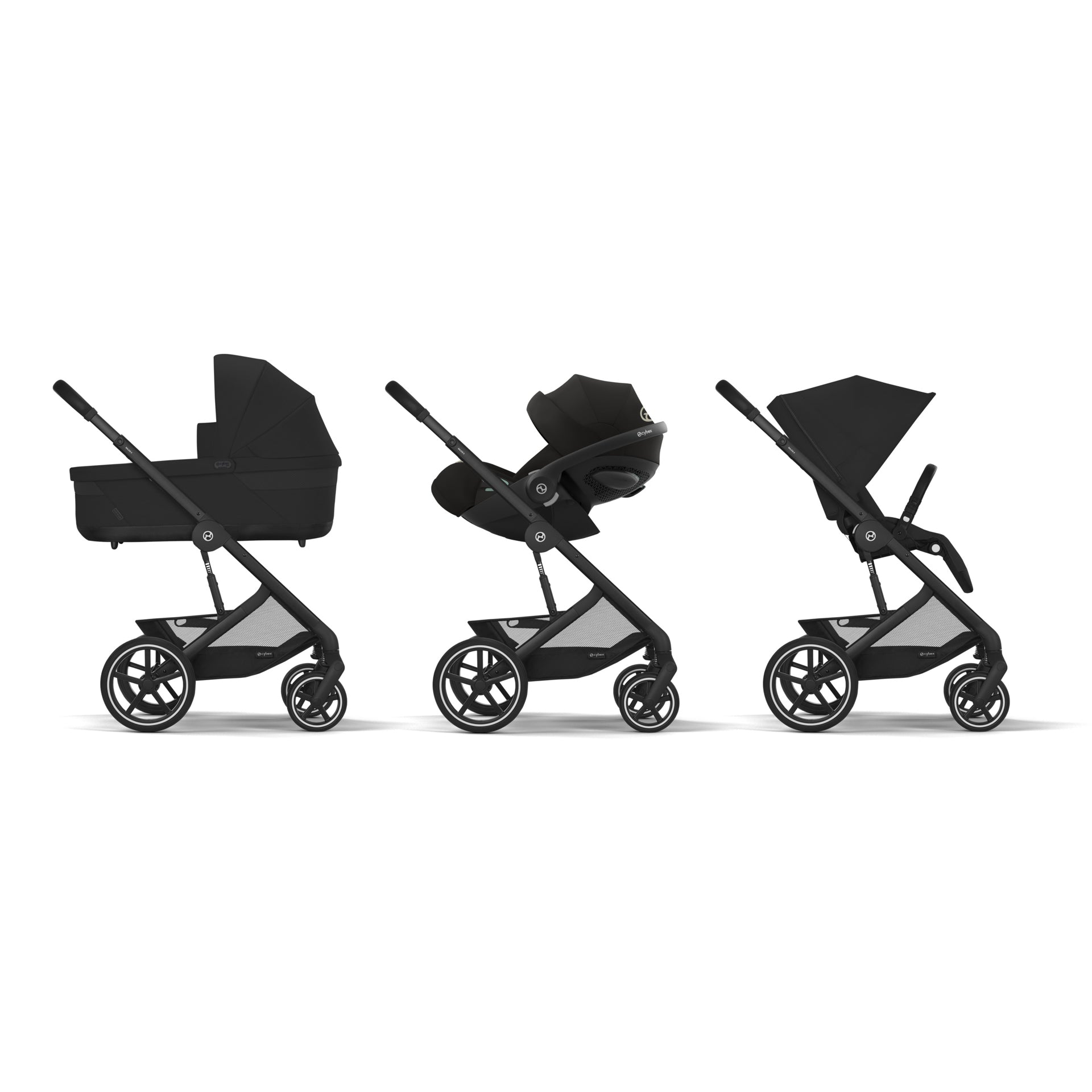 Cybex® Otroški voziček 3v1 Balios S Lux + Avtosedež Cloud G Moon Black (+ Rain cover) Cybex