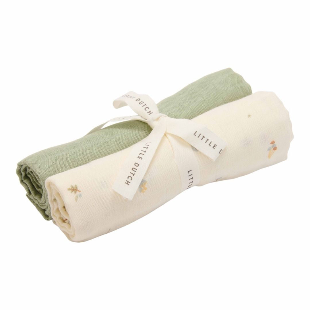 Little Dutch® Komplet 2 tetra pleničk Forest Treasures/Sage 70x70 Little Dutch
