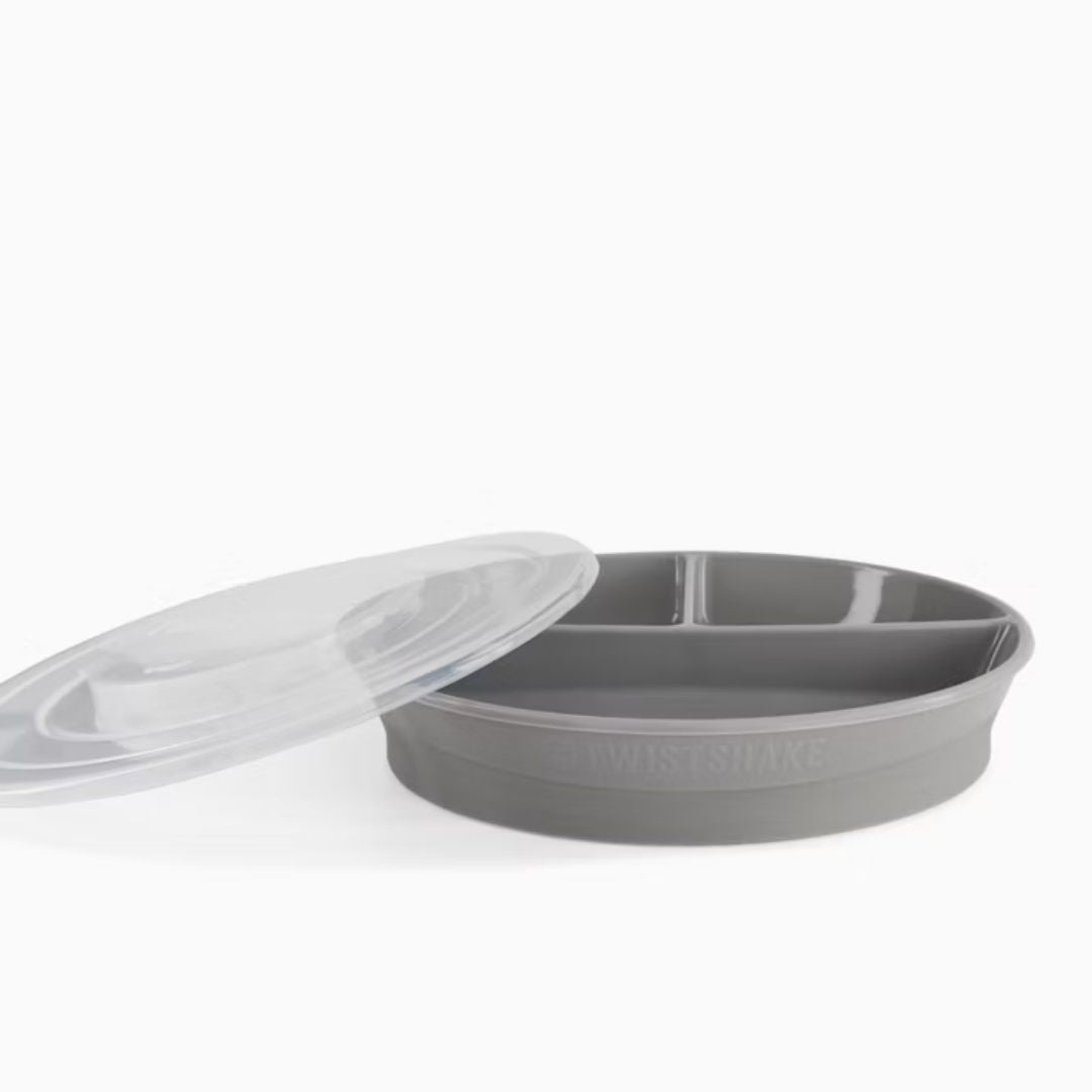 Twistshake® Deljeni krožnik 210ml+2x90ml (6+m) Pastel Grey Twistshake