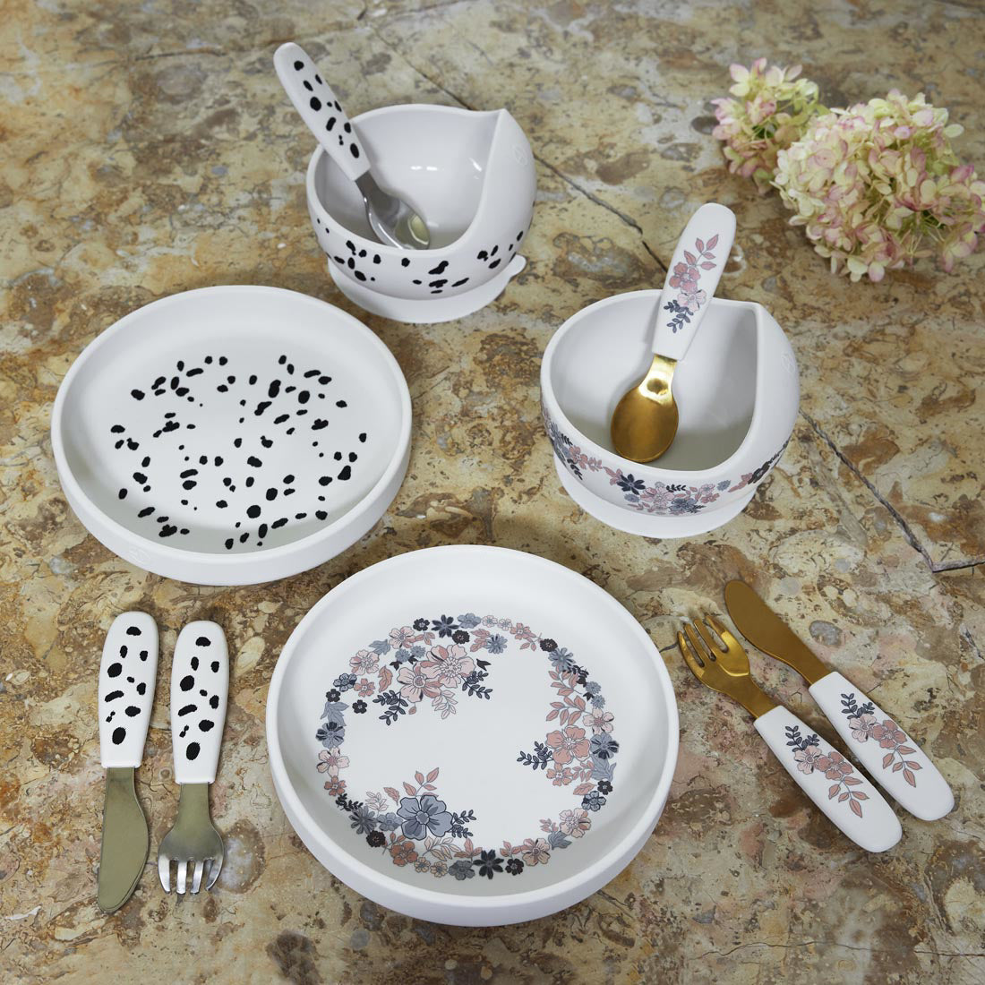 Elodie® Silikonski jedilni set Blue Garden Elodie Details