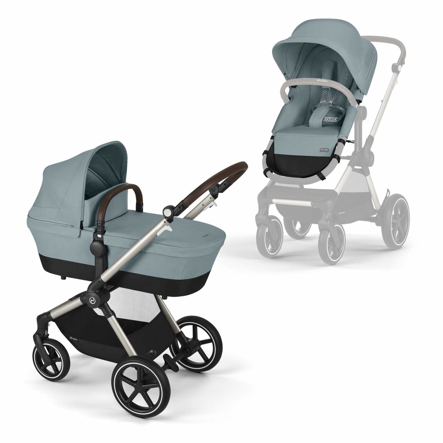 Cybex® Otroški voziček 2v1 Eos™ Lux Stormy Blue (Taupe Frame) Cybex